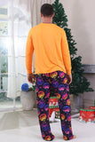Orange Printed Long Sleeve Family Halloween Pajamas