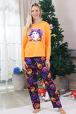 Orange Printed Long Sleeve Family Halloween Pajamas