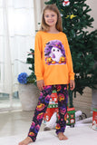 Orange Printed Long Sleeve Family Halloween Pajamas