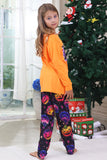 Orange Printed Long Sleeve Family Halloween Pajamas