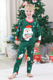 Dark Green Santa Print Long Sleeve Family Christmas Pajamas