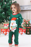 Dark Green Santa Print Long Sleeve Family Christmas Pajamas