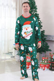 Dark Green Santa Print Long Sleeve Family Christmas Pajamas