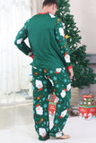 Dark Green Santa Print Long Sleeve Family Christmas Pajamas