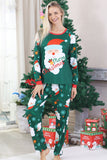 Dark Green Santa Print Long Sleeve Family Christmas Pajamas