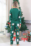 Dark Green Santa Print Long Sleeve Family Christmas Pajamas