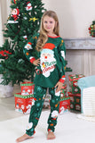Dark Green Santa Print Long Sleeve Family Christmas Pajamas