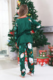 Dark Green Santa Print Long Sleeve Family Christmas Pajamas