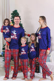 Royal Blue Print Plaid Christmas Matching Family Pajamas