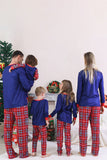 Royal Blue Print Plaid Christmas Matching Family Pajamas