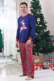 Royal Blue Print Plaid Christmas Matching Family Pajamas