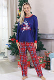 Royal Blue Print Plaid Christmas Matching Family Pajamas