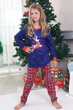 Royal Blue Print Plaid Christmas Matching Family Pajamas