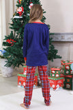 Royal Blue Print Plaid Christmas Matching Family Pajamas