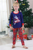 Royal Blue Print Plaid Christmas Matching Family Pajamas