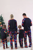 Navy Lights Tree Print Family Matching Christmas Pajamas Sets