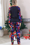 Navy Lights Tree Print Family Matching Christmas Pajamas Sets