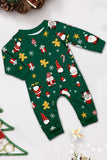 Dark Green Christmas Print Santa Family Matching Pajamas Sets