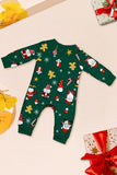Dark Green Christmas Print Santa Family Matching Pajamas Sets