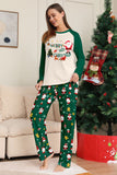 Dark Green Christmas Print Santa Family Matching Pajamas Sets
