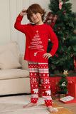 Red Print Tree Long Sleeve Christmas Family Matching Pajamas