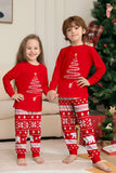 Red Print Tree Long Sleeve Christmas Family Matching Pajamas
