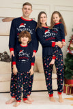 Navy Merry Christmas Print Family Matching Pajamas Set