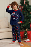 Navy Merry Christmas Print Family Matching Pajamas Set