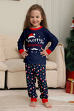 Navy Merry Christmas Print Family Matching Pajamas Set
