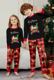 Black Red Print Merry Christmas Plaid Family Matching Pajamas Set