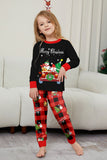 Black Red Print Merry Christmas Plaid Family Matching Pajamas Set