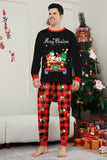 Black Red Print Merry Christmas Plaid Family Matching Pajamas Set