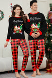 Black Red Print Merry Christmas Plaid Family Matching Pajamas Set