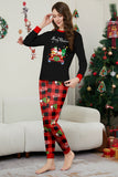 Black Red Print Merry Christmas Plaid Family Matching Pajamas Set