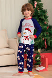 Grey Blue Snowman Print Christmas Family Matching Pajamas