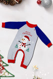 Grey Blue Snowman Print Christmas Family Matching Pajamas