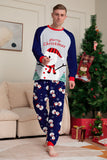 Grey Blue Snowman Print Christmas Family Matching Pajamas