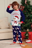 Grey Blue Snowman Print Christmas Family Matching Pajamas