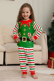 Green Horizontal Stripe Print Christmas Family Matching Pajama Set