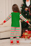 Green Horizontal Stripe Print Christmas Family Matching Pajama Set