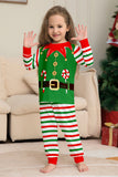 Green Horizontal Stripe Print Christmas Family Matching Pajama Set