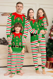 Green Horizontal Stripe Print Christmas Family Matching Pajama Set