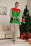Green Horizontal Stripe Print Christmas Family Matching Pajama Set
