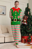 Green Horizontal Stripe Print Christmas Family Matching Pajama Set