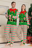Green Horizontal Stripe Print Christmas Family Matching Pajama Set