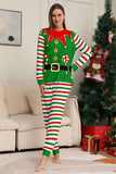 Green Horizontal Stripe Print Christmas Family Matching Pajama Set