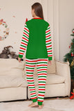 Green Horizontal Stripe Print Christmas Family Matching Pajama Set