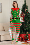 Green Horizontal Stripe Print Christmas Family Matching Pajama Set