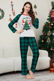Green Merry Christmas Plaid Print Family Matching Pajamas Set