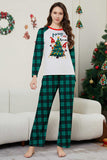 Green Merry Christmas Plaid Print Family Matching Pajamas Set